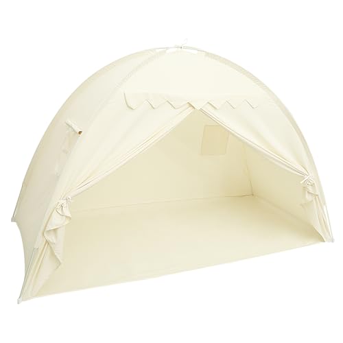 Bett Baldachin Zelt vielseitig Blackout Schlafzelt robust groß(Beige) von KEGAJEGA