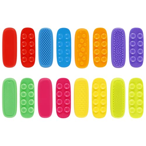 KEGAJEGA 16 Stück Toys Sensory Stones Doppelseitiges Texturdesign Sensory Stones Silikon Stressabbau Spielzeug für Kinder Erwachsene Büro-Dekompressionsspielzeug von KEGAJEGA