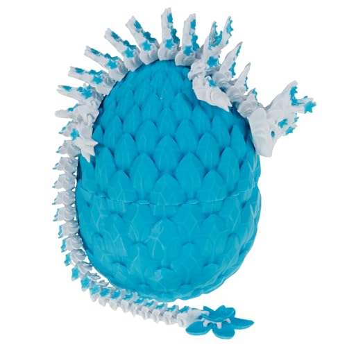 KEGAJEGA 3D Gedrucktes Drachenei mit Beweglichem Drachen Spielzeug Interessant Drachen Figuren 3D Gedrucktes Drachenei Baby für Erwachsene Kinder Heimdekoration (Blau) von KEGAJEGA