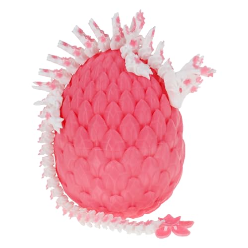 KEGAJEGA 3D Gedrucktes Drachenei mit Beweglichem Drachen Spielzeug Interessant Drachen Figuren 3D Gedrucktes Drachenei Baby für Erwachsene Kinder Heimdekoration (Rosa) von KEGAJEGA