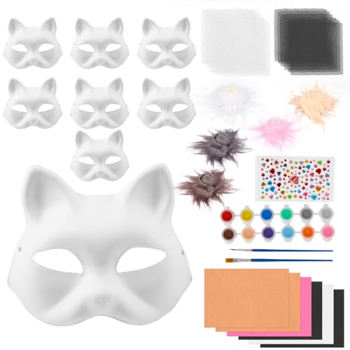 KEGAJEGA 8 Stück Katzenmasken mit Kuns Fell Augen Mesh Therian Mask Papier Katzenmasken zum Anmalen Katzenmaske Diy für Halloween Karneval Rollenspiele Maskerade Party KEGAJEGA 8 Stück Katzenmasken mit Kuns Fell Augen Mesh Therian Mask Papier Katzenmasken zum Anmalen Katzenmaske Diy für Halloween Karneval Rollenspiele Maskerade Party von KEGAJEGA