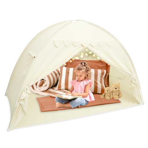 KEGAJEGA Bett Baldachin Zelt vielseitig Blackout Schlafzelt robust groß(Beige) von KEGAJEGA
