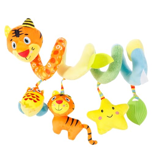 KEGAJEGA Kinderwagen Spielzeug Plüsch Baby Activity Spirale Niedliche Tierformen Interessant Babyschale Spielzeug für 0–3 Jahre alte Säuglinge Neugeborenenspielzeug (Tigertyp) von KEGAJEGA