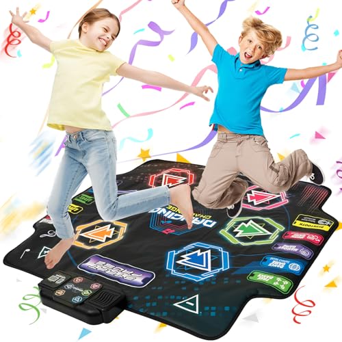KEGAJEGA Tanzmatte Kinder ab 3 Jahre Kindertanzmatten mit LED-Licht Musik Tanzmatte Mädchen Musikmatte Kinder Geeignet für 3 4 5 6 7 8 9 10 Jahre alte Jungen Mädchen von KEGAJEGA