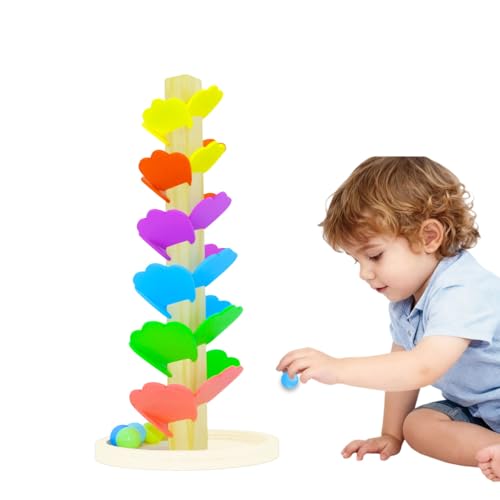 Musikbaum-Marmorbahn, Montessori-Soundbaum mit 1 Basis, 4 Kugeln in 6 Farben, Regenbogen-Kugelturm, bunte Holzkugel-Tropfspielzeug, Kugelbahn für 3-Jährige von KEGOZ
