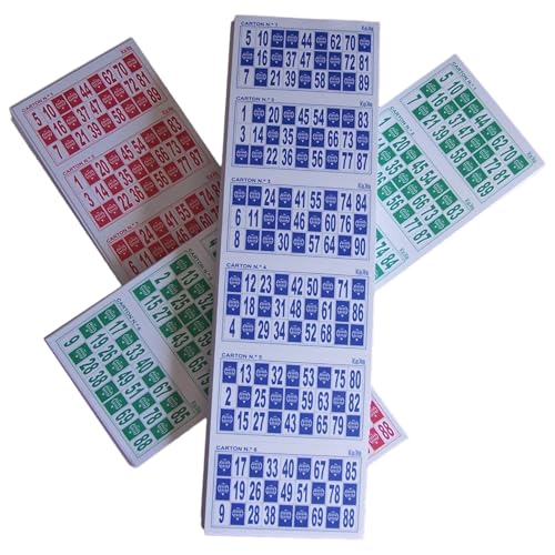 KEKA 1.800 Bingo-Karten (3 x 600 dreifarbig) zum Verwenden und Werfen oder wiederverwendbar mit Chips (nicht im Lieferumfang enthalten) für traditionelles Bingospiel mit 90 Kugeln von KEKA