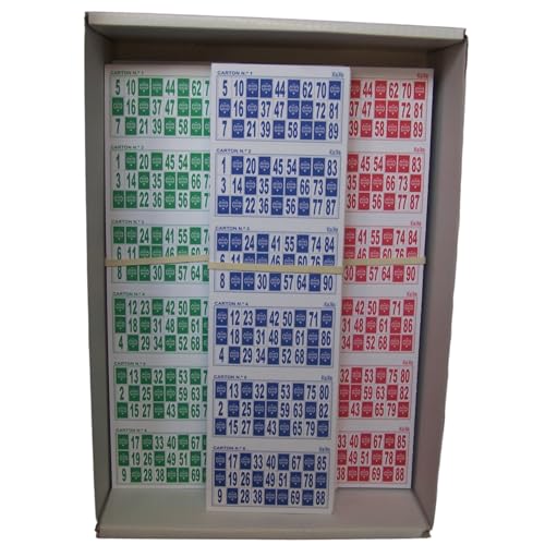 KEKA 3.600 Bingo-Kartons Sparpack!! 2 Serie von 600 Blau + 2 Series von 600 Grün + 2 Serie 600 Rot (6 x 600 dreifarbig) von KEKA
