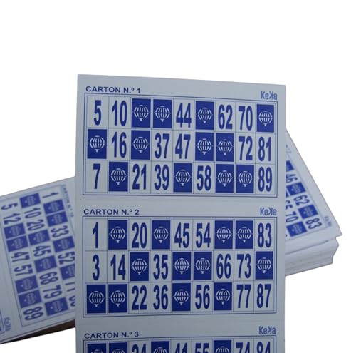 KEKA 600 Kartons für traditionelle Bingo mit 90 Kugeln (Blau) von KEKA