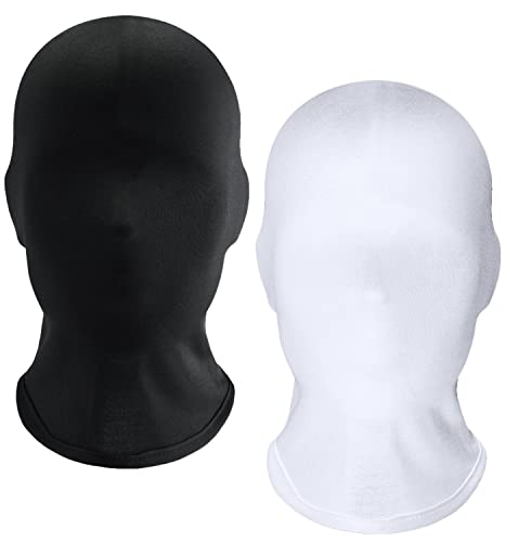 keland 2 Stück Vollgesichtsmaske Spandex Kopfmaske Gesichtslose Maske für Halloween cosplay(Schwarz & Weiß) von keland