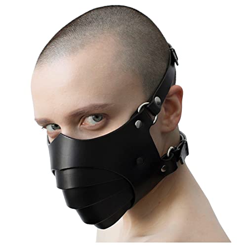 keland Steampunk Leder Halbes Gesicht Mund Maske für Halloween Cosplay (Stil-003) von keland