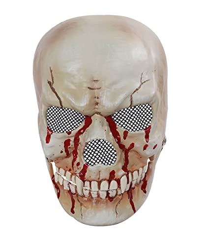 keland Horror Realistische Halloween Totenkopf Mask Vollgesichtsmaske Gruseliges Blut Skelett Schädel Kostüm Accessoire (Weiß-002) von keland