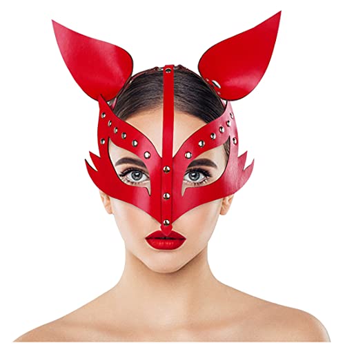 keland Steampunk Ledermaske Gotisch Fuchsmaske Hasenmaske Half Face Mask für Frauen Halloween Carneval (Stil-005) von keland