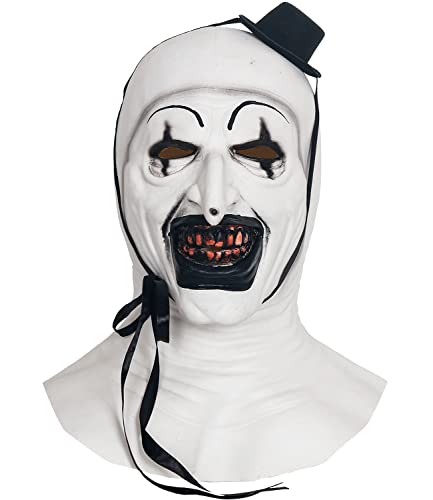 keland Terrifier Art Der Clown Maske Erwachsene Realistisch Gruselige Pennywise Vollgesichtsmaske Creepy Halloween Cosplay Requisite (Weiß) von keland
