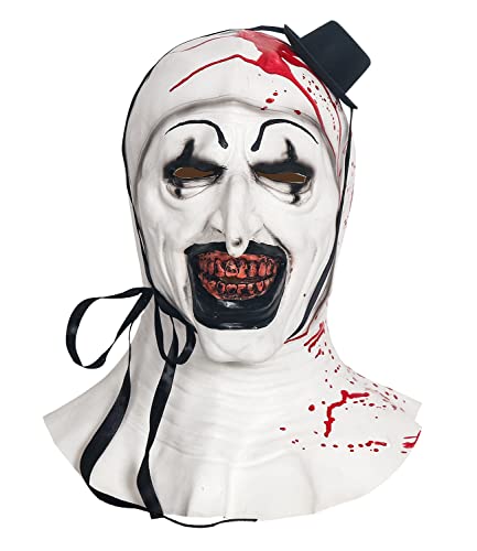 keland Terrifier Art The Clown Maske Halloween Adult Horror Realistische Latex Joker Vollkopfmaske für Cosplay Kostüm (Weiß-001) von keland