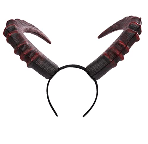 keland Abnehmbar Dämonen Hörner Kopfschmuck Teufelshörner Haarreif Kopfstück Halloween Maleficent Kostüm Accessoire (Z-Rot) von keland