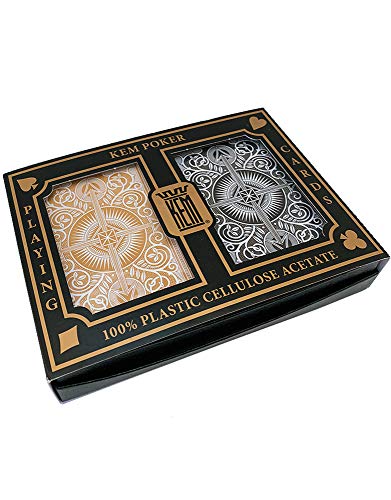KEM 1017400 Arrow Poker Size Jumbo Index Spielkarten, Pfeil schwarz/Gold von KEM