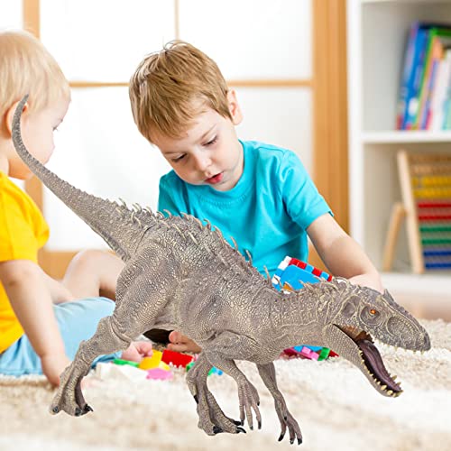 KENANLAN Dinosaurier Spielzeug,Dinosauriermodell Spielzeug Simulation Tiermodell Tyrannosaurus Dinosaurierfiguren Spielspielzeug (Großer Grauer Indominus Rex (Mund beweglich)) von KENANLAN