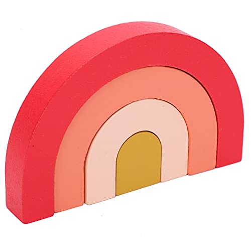 KENANLAN Holzstapelblöcke Lernen Spielzeug für Kleinkinder Baby 4 Stück Bright Farb Building Blocks Montessori Nesting Puzzle (Rot) von KENANLAN