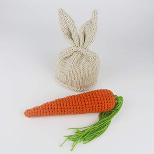 KENANLAN Neugeborene Babyfotografie Requisiten, Kleinkind-Mädchen Gestricktes Foto-Outfits Handgefertigt, Weiche Baumwoll-Karotten-Set 0-3 Monate für Süße Bilder mit, (A) von KENANLAN