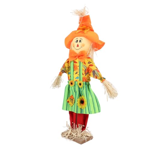 KENANLAN Niedliche Vogelscheuche Figur 60 cm, Herbsterntedekoration, Effektive Vogelkontrolllösung, Dekorative Erntedankfest -Vogelscheuche für Garten (Frauen Rock stehend Stil) von KENANLAN