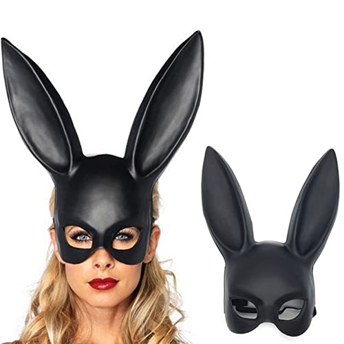 KENANLAN Ohrmaske, Halbgesicht PVC -Maske für Partys, Maske, mit Kostümmaske für Cosplay, Geeignet für Halloween, Cosplay -Nachtclub -Bar KTV (Matt schwarz) von KENANLAN