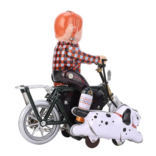 KENANLAN Uhrwerk-Spielzeug, Retro-Junge, Spaziergang mit Dem Hund mit Dem Fahrrad, Aufziehbares Blechspielzeug für Sammlung, Dekoration, Kindergeschenke von KENANLAN