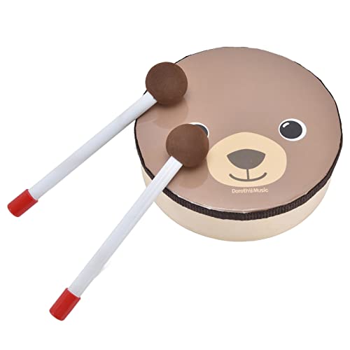 Kindertrommel Holz Trommel Spielzeug,Cartoon Bär Trommeln Schlaginstrumente Mit Drumsticks Instrument Musical Spielzeug Glocke Baby Bildungs Lernen Spielzeug Mädchen Junge von KENANLAN