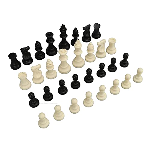 Schachfiguren-Set aus PP-Kunststoff, 32 Schachfiguren mit Aufbewahrungstasche für Internationales Schachspiel, Schwarz und Weiß von KENANLAN