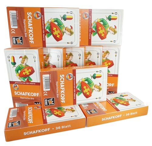 KENDi GAMES Schafkopf Spielkarten – 10er Sparpack | Bayerisches Bild | 36 Blatt | Tradition trifft Qualität | Prunkvolle Bayerische Löwenrückseite KENDi GAMES Schafkopf Spielkarten – 10er Sparpack | Bayerisches Bild | 36 Blatt | Tradition trifft Qualität | Prunkvolle Bayerische Löwenrückseite von KENDi GAMES
