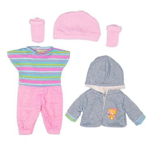 11 PCS Puppenkleidung 43 cm Set, Beinhaltet Jacke, Hemd, Hose, Mütze Und Socken,3 Zusätzliche Windeln Und 3 Paar Socken, Passend Für Babypuppen 36/43/46 cm (Puppe Nicht Im Lieferumfang Enthalten) von KEORHEZ