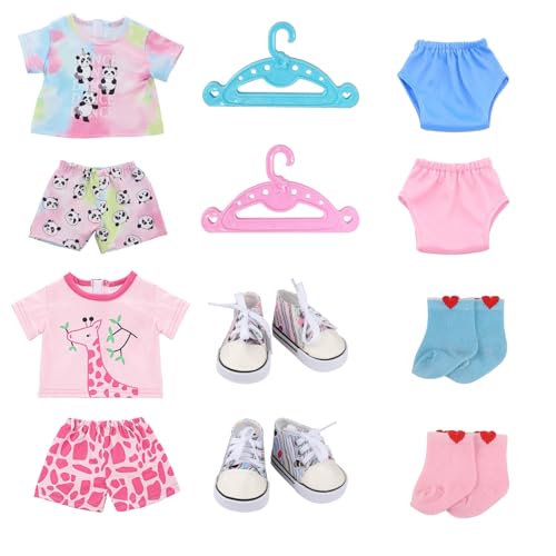 12 Stück Puppenkleider Für Puppenkleidung 43 cm 2 Paar Schuhe 2 Windeln 2 Paar Socken 2 Kleiderbügel Weiches Und Hautfreundliches Material von KEORHEZ