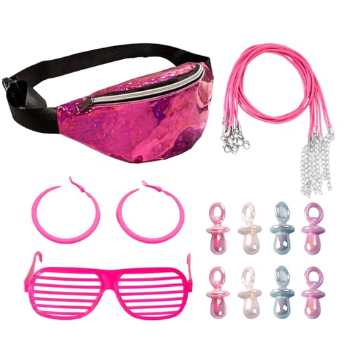 90er Jahre Outfit Damen,5 Stück 90er Jahre Accessoires,mit Rosa Sonnenbrille,Ohrringe,Halskette,Bauchtasche und 8 Stück Schnuller Mehrfarbig,80,90s Outfit Damen für Karneval Fasching Mottoparty 90er Jahre Outfit Damen,5 Stück 90er Jahre Accessoires,mit Rosa Sonnenbrille,Ohrringe,Halskette,Bauchtasche und 8 Stück Schnuller Mehrfarbig,80,90s Outfit Damen für Karneval Fasching Mottoparty von KEORHEZ