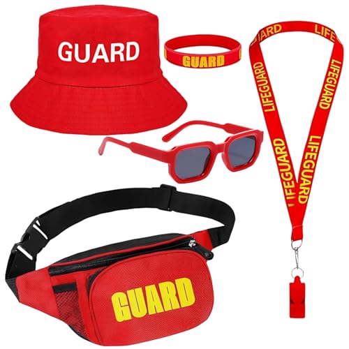KEORHEZ 5 Stück Rettungsschwimmer Kostüm Set Baywatch Kostüm Mit Rettungsschwimmer Eimerhut Gürteltasche Pfeife Sonnenbrille Armband Passend Bademeister Kostüm Für Karneval Halloween KEORHEZ 5 Stück Rettungsschwimmer Kostüm Set Baywatch Kostüm Mit Rettungsschwimmer Eimerhut Gürteltasche Pfeife Sonnenbrille Armband Passend Bademeister Kostüm Für Karneval Halloween von KEORHEZ