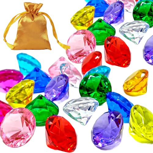 KEORHEZ 60 Stück Diamanten Kinder,Edelsteine für Kinder Groß,Kristalle,Tauchjuwelen Edelsteine für Kinder Schatzsuche,Goldene Aufbewahrungstasche,für Kindergeburtstag,für Hochzeit Vasen Tischdeko KEORHEZ 60 Stück Diamanten Kinder,Edelsteine für Kinder Groß,Kristalle,Tauchjuwelen Edelsteine für Kinder Schatzsuche,Goldene Aufbewahrungstasche,für Kindergeburtstag,für Hochzeit Vasen Tischdeko von KEORHEZ
