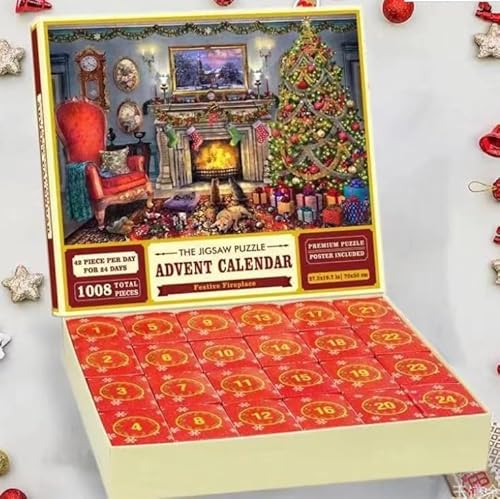 Puzzle Adventskalender 2025–Adventskalender RäTsele, Familienspaß, Erwachsene, Kinder, Jungen Und MäDchen, 24 Boxen, Weihnachtspuzzle 1000 Teile-Weihnachtspuzzle Kinder von KEORHEZ