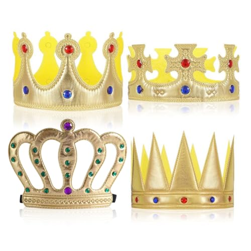 KEQAR 4 Stück Königskrone, Krone König, King Crown King Hat, Geburtstag Krone Hut für Kinder und Erwachsene, Party Zubehör, Geburtstag Königskrone Hüte für Geburtstagsfeier Kostümzubehör Mottoparty KEQAR 4 Stück Königskrone, Krone König, King Crown King Hat, Geburtstag Krone Hut für Kinder und Erwachsene, Party Zubehör, Geburtstag Königskrone Hüte für Geburtstagsfeier Kostümzubehör Mottoparty von KEQAR