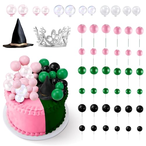 KERANEET 50 Stück Tortendeko Kugeln Cake Topper Hexenhut Deko Tortendeko Krone Torten Deko Kuchen Deko Geburtstag Muffins Deko Hexen Krone Deko für Party Hochzeit Babyparty Geburtstag Tortendekos von KERANEET