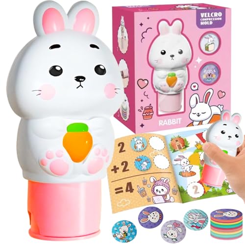 Sticker Stempel 24 Seitiges Aktivitätenblock mit 100 Aufkleber Osterstempel Kinder Kaninchen Aufkleberstempel Reisespielzeug für Kinder ab 3 4 5 6 7 Jahren Partygeschenke Geburtstagsgeschenk-Kaninchen von KERANEET