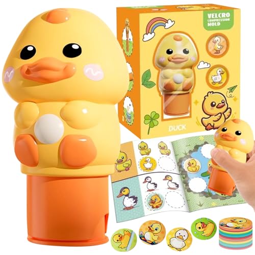 KERANEET Sticker Stempel 24 Seitiges Aktivitätenblock mit 100 Aufkleber Stempel Kinder Enten Aufkleberstempel Stempel für Reisespiele Kinder ab 3 4 5 6 7 Jahren Jungen Mädchen-Enten von KERANEET