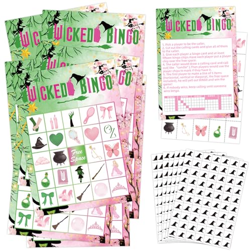 KERANEET Bingokarten Hexen Bingospiel Kinder Halloween Party Bin-go Geschenke Dekorationen für Spieleabende Freunde Familie Kinder Bingospiel Karten von KERANEET