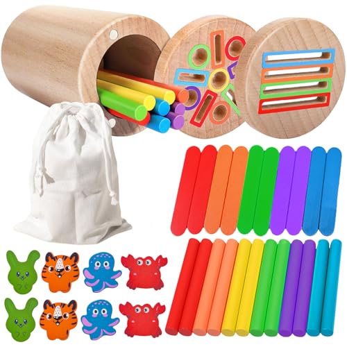 KERANEET Montessori Spielzeug ab 1 2 3 Jahr Sortierspiel Farben Lernen ab 1 Jahr Stapel Spielzeug Baby Sensorisches Holzspielzeuge Geschenk für Kinder von KERANEET