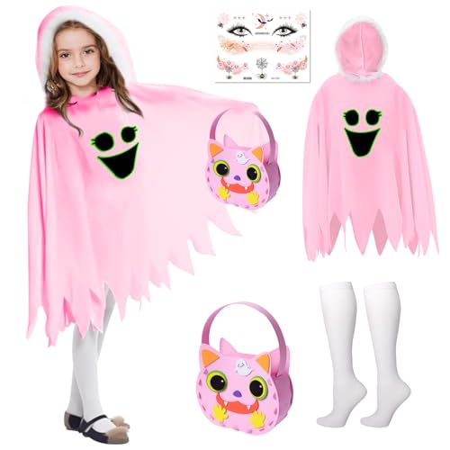 KERANEET Gespenst Kostüm Kinder Halloween Kostüm Gespensts Kinders Halloween Kostüm Kinders Rosa Gespensts für Mädchen Cosplay Karneval Halloween Fasching Party von KERANEET