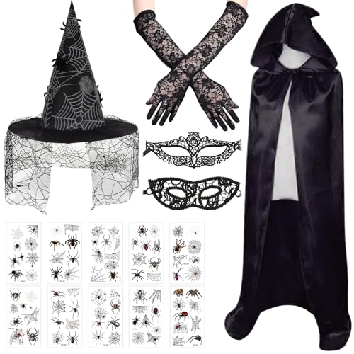 KERANEET Hexen Kostüm Damen Hexenhut Damen Faschingskostüme Damen Hexe Hexen Kostüm Hexenbesen Hexenumhang Damen Hexen Zubehör für Fasching Halloween Cosplay Karneval Maskerade KERANEET Hexen Kostüm Damen Hexenhut Damen Faschingskostüme Damen Hexe Hexen Kostüm Hexenbesen Hexenumhang Damen Hexen Zubehör für Fasching Halloween Cosplay Karneval Maskerade von KERANEET