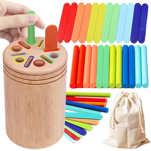 KERANEET Holzstäbe zum Basteln Montessori Spielzeug Holzspielzeug ab 1 Jahr Steckspiel ab 1 2 3 Jahre Farben Sortierspiel Holzstab Sensorik Spielzeug für Geschenk Junge Mädchen KERANEET Holzstäbe zum Basteln Montessori Spielzeug Holzspielzeug ab 1 Jahr Steckspiel ab 1 2 3 Jahre Farben Sortierspiel Holzstab Sensorik Spielzeug für Geschenk Junge Mädchen von KERANEET