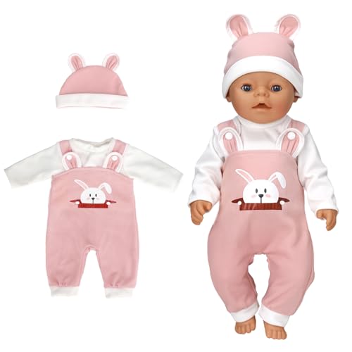 KERANEET Kleidung Outfits für Puppen ,Puppenkleidung Puppenkleider 35-43 cm mit Hut Langarm Hose Puppe Zubehör für Puppen Geschenk für Kinder Mädchen Jungen (Häschen) von KERANEET