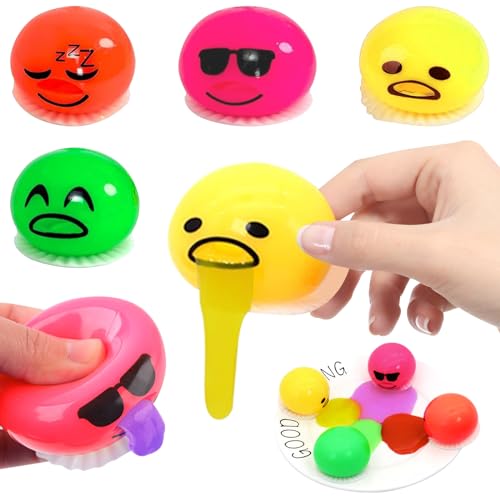 KERANEET 4 Stück Eigelb Stressball Puking Ball Eigelbdruckkugel Punking Ball Squeeze Toys Interessante Eigelbdruckkugel Erbrechen Squeeze Toys Stressabbau Spielzeug für Kinder und Erwachsene von KERANEET