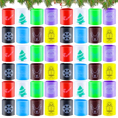 KERANEET 48 Stück Weihnachten Spielzeug Regenbogenspirale Treppenläufer Spirale Party Mitgebsel für Jungen Mädchen Kindergeburtstag von KERANEET