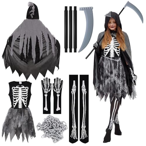 KERANEET Sensenmann Kostüm Damen Skelett Kostüm Mädchen Skelett Kostüm Damen Sensenmann Kostüm Mädchen Sensenmann Kostüm für Halloween Sensenmann Cosplay KERANEET Sensenmann Kostüm Damen Skelett Kostüm Mädchen Skelett Kostüm Damen Sensenmann Kostüm Mädchen Sensenmann Kostüm für Halloween Sensenmann Cosplay von KERANEET