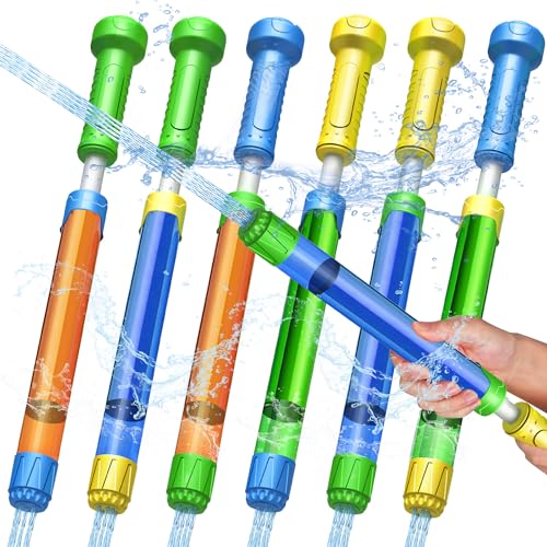 6 Stück Wasserpistole Kinder, 32 cm Wasserspritze Wasserspritzpistole Kinder mit 8-10 M Füße großer Reichweite Spritzpistole Wasser Bunte Set für Jungen und Mädchen Party Strand Pool Spielzeug von KERCAMKEL