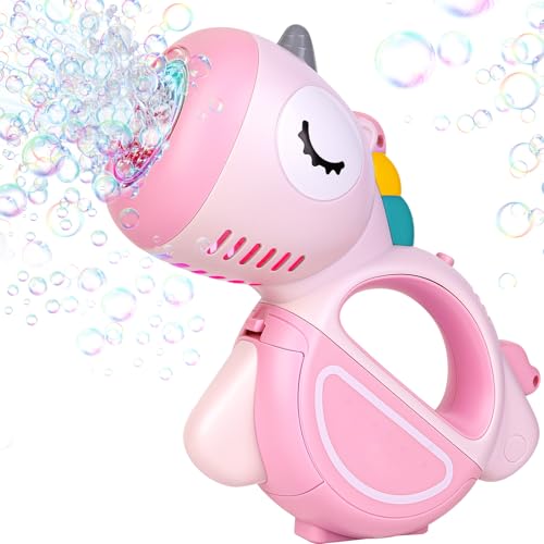 Seifenblasenpistole Kinder mit Musik I Tragbare Einhorn Seifenblasenmaschine für Kinder mit Seifenblasenlösung, Seifenblas Spielzeug Geburtstag Party von KERCAMKEL